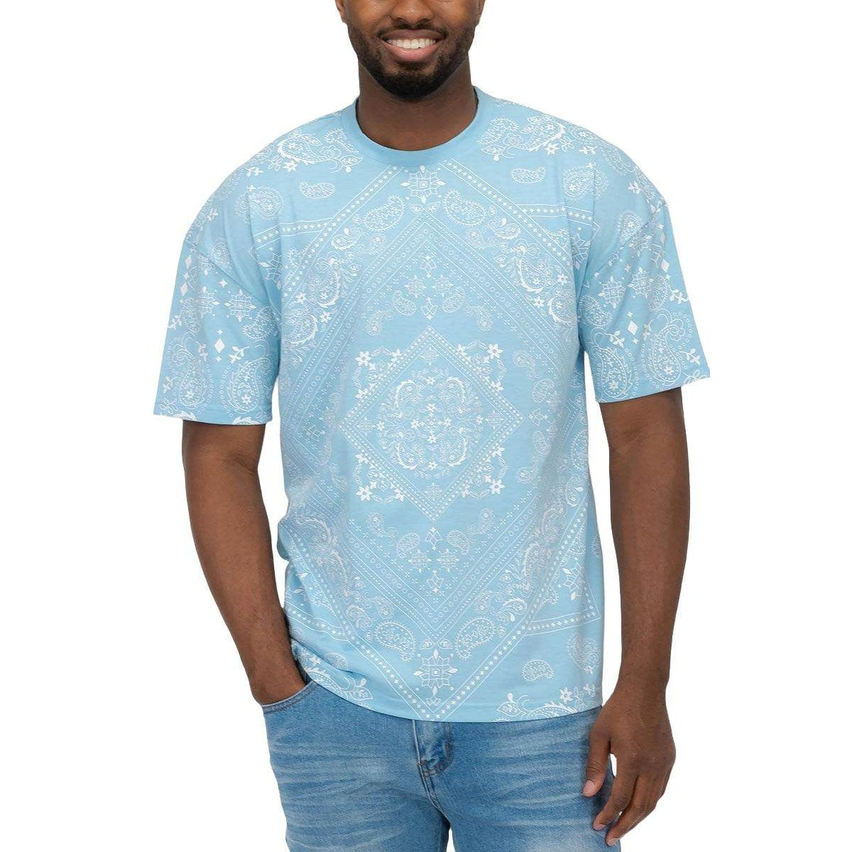 Powder Blue Bandana Print Tshirt - VacationGrabs