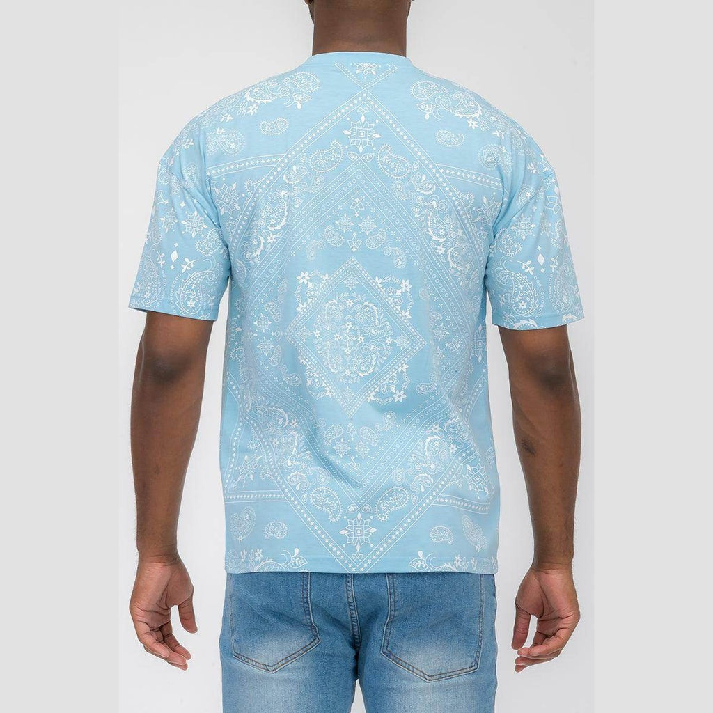 Powder Blue Bandana Print Tshirt - VacationGrabs