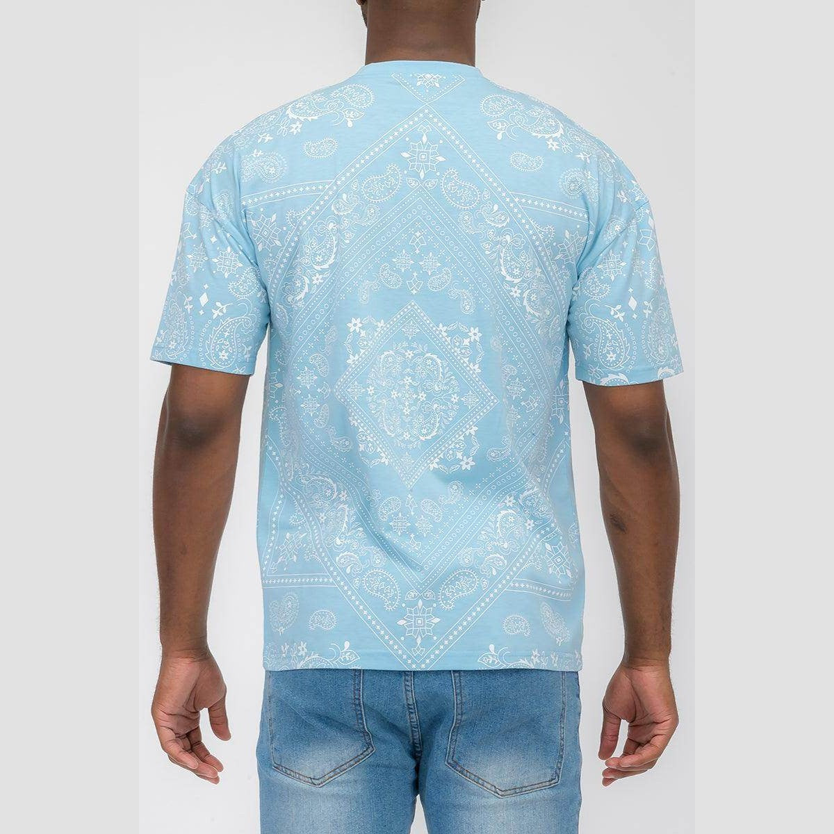 Powder Blue Bandana Print Tshirt - VacationGrabs