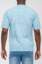 Activewear Powder Blue Bandana Print Tshirt