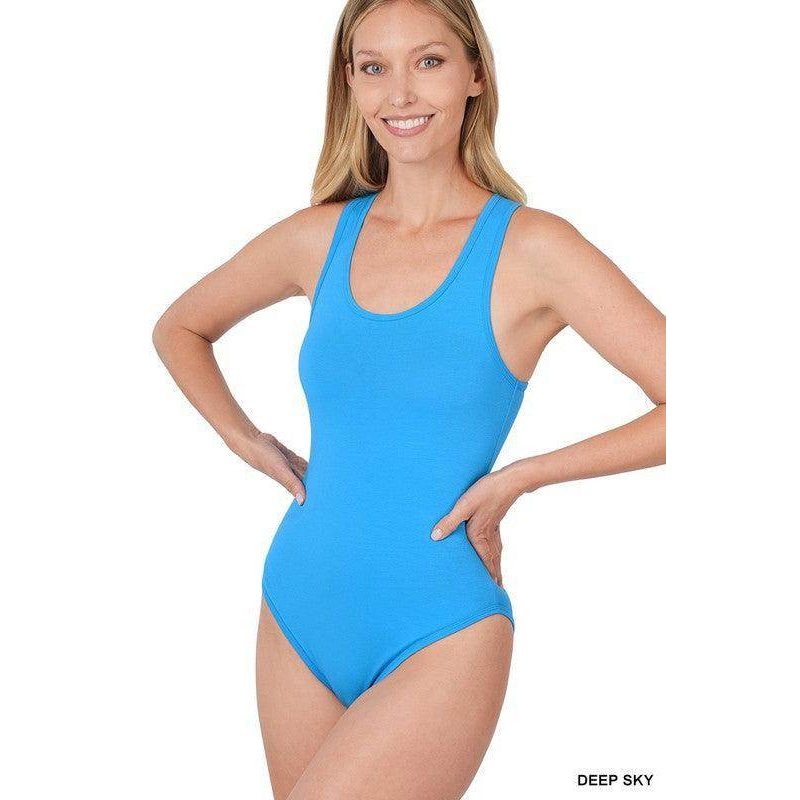 Premium Cotton Racer Back Tank Bodysuits - VacationGrabs