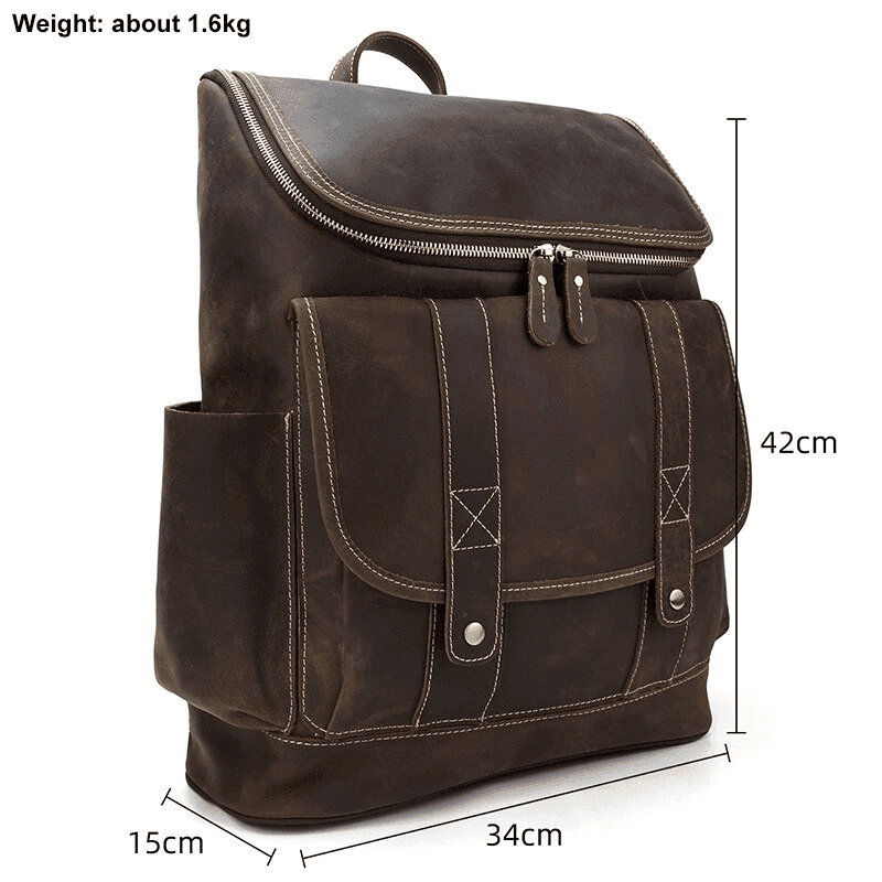 Premium leather backpack from VacationGrabs featuring multiple pockets and sturdy design for everyday use