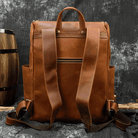 Premium leather backpack with padded straps and durable construction for stylish travel