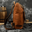 Stylish premium leather backpack with side pocket and durable design for everyday use