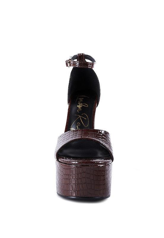 Women's Shoes - Sandals Pretty Me Patent Croc Ultra High Platform Sandals
