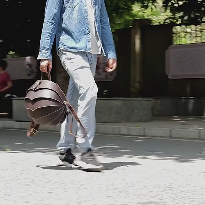Daypack Leather Beetle Style Backpack Hands Free City Walk
