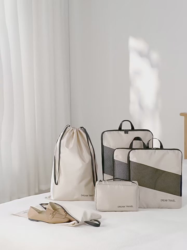 Thick Travel Storage Bags for Travel - Organizing Set of Six