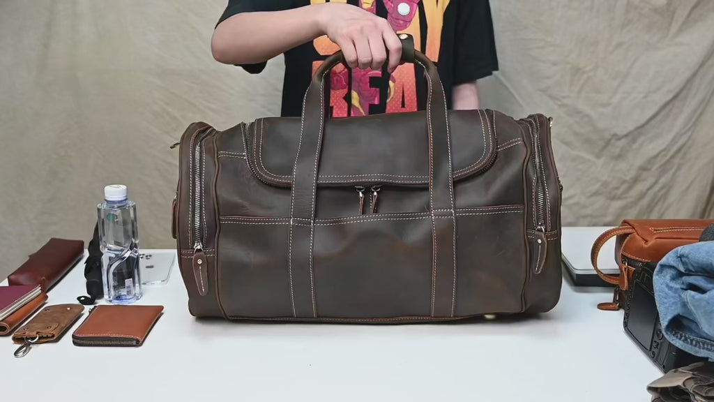 Leather Round Duffel Bag for Travel Enthusiasts