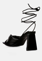 Primavera Ruched Triangular Heel Lace Up Sandal