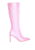 Prinkles Quilted Italian Block Heel Calf Boots