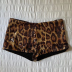 Women's print leopard shorts with sequin detail for summer outings