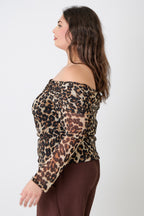 Women's off-shoulder top in print leopard for casual outings