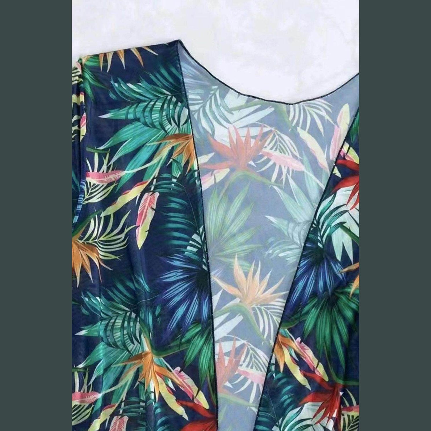 Women's printed halter neck swim set, tropical print, perfect for beach outings