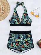 Women's Swimwear - 2PC Printed Halter Neck Two-Piece Swim Set