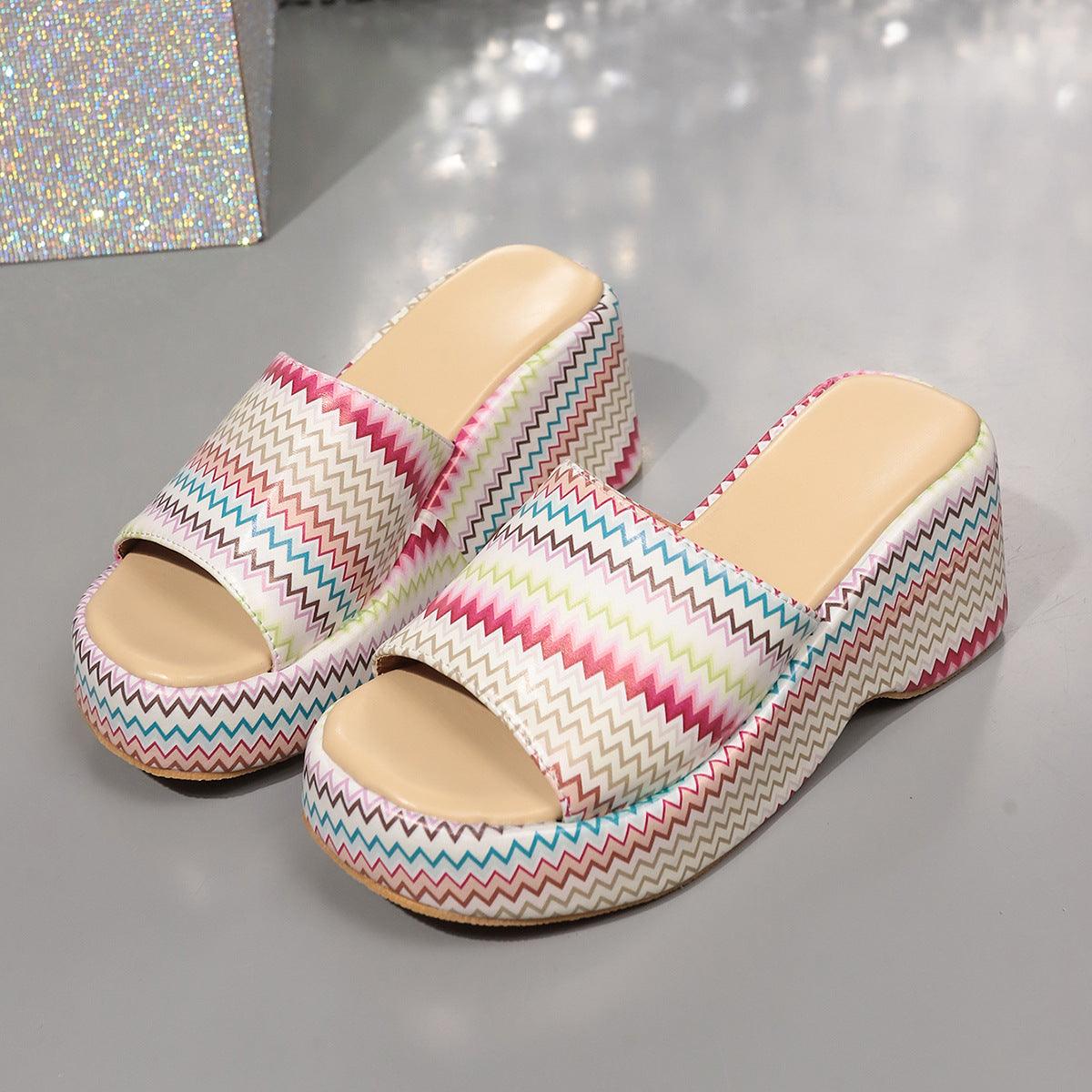 Women's Shoes - Sandals Printed Open Toe Wedge Sandals