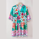 Printed Surplice Half Sleeve Mini Dress - VacationGrabs