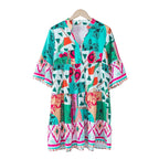 Printed Surplice Half Sleeve Mini Dress - VacationGrabs
