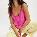 Women's pink lace on top camisole for casual summer wear