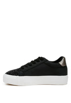 Women's black sneakers with glitter accents, stylish for casual wear