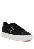 women's black glitter sneakers, stylish for casual outings