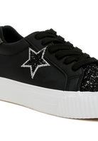 Women's black sneakers with star design for casual wear