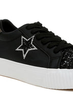 Women's black sneakers with star design for casual wear