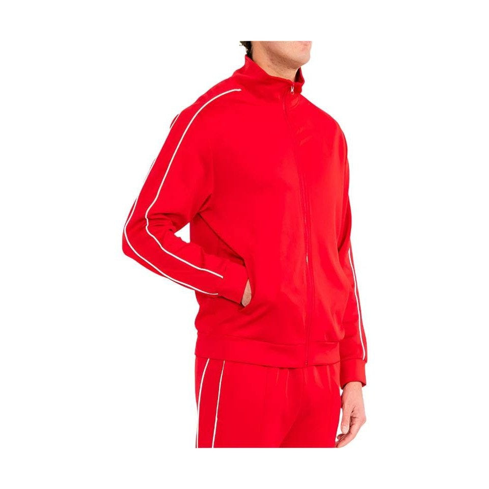 Men's red colour leather jacket by WEIV for activewear