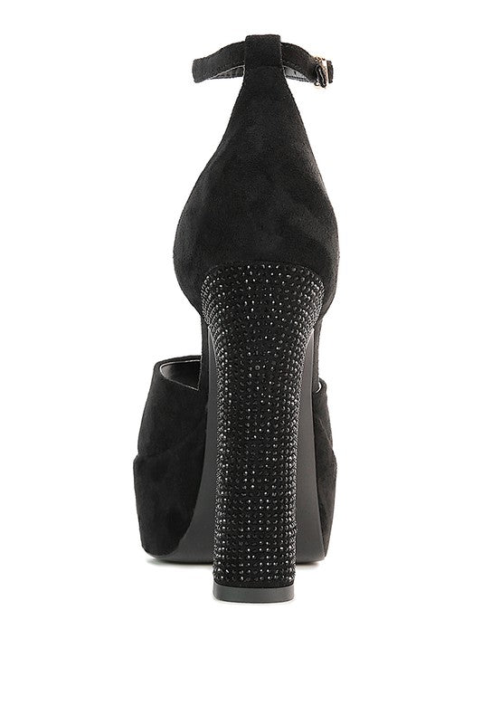Rag Company studded suede block heel sandals in black for stylish occasions