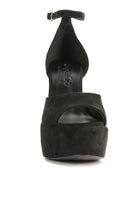 Women's black studded suede block heel sandals for stylish occasions
