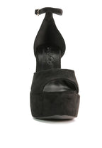 Women's black studded suede block heel sandals for stylish occasions