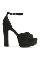 Women's black studded suede block heel sandals for stylish occasions