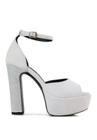 Women's studded suede block heel sandals, stylish gray design