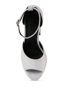 Women's studded suede block heel sandals in light gray, perfect for stylish outings