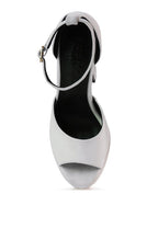 Women's studded suede block heel sandals in light gray, perfect for stylish outings