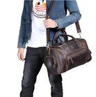 Leather duffel bag for men, ideal for professional business travel bag with adjustable strap