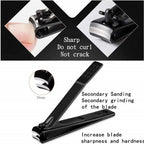 Professional nail grooming set for men featuring sharp black nail clippers with secondary sanding for precise trimming