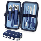 VacationGrabs professional nail grooming set for men with clippers scissors and tools in a compact blue case