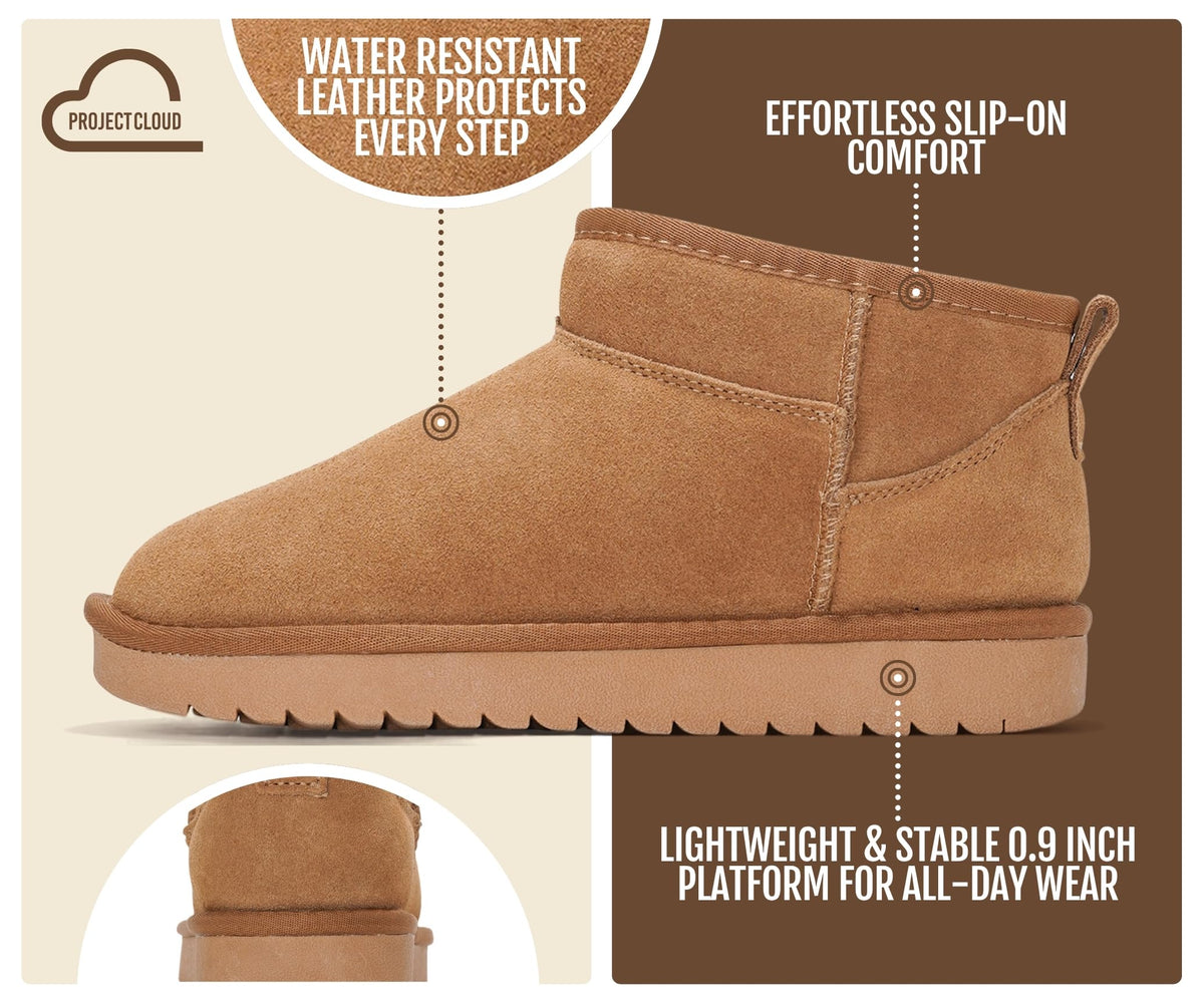 PROJECT CLOUD 100% Genuine Leather Womens Boots Ankle Boots for Women Shoes – back view