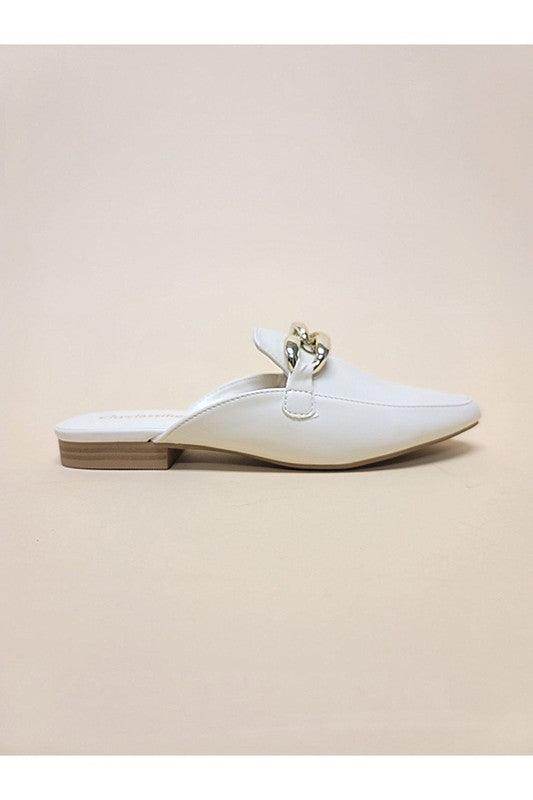 Stylish pu leather mules for women featuring a decorative bow and slip-on design