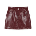 Women's burgundy leather skirt mini for stylish casual outfits