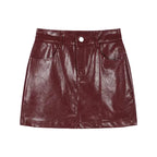 Women's burgundy leather skirt mini for stylish casual outfits