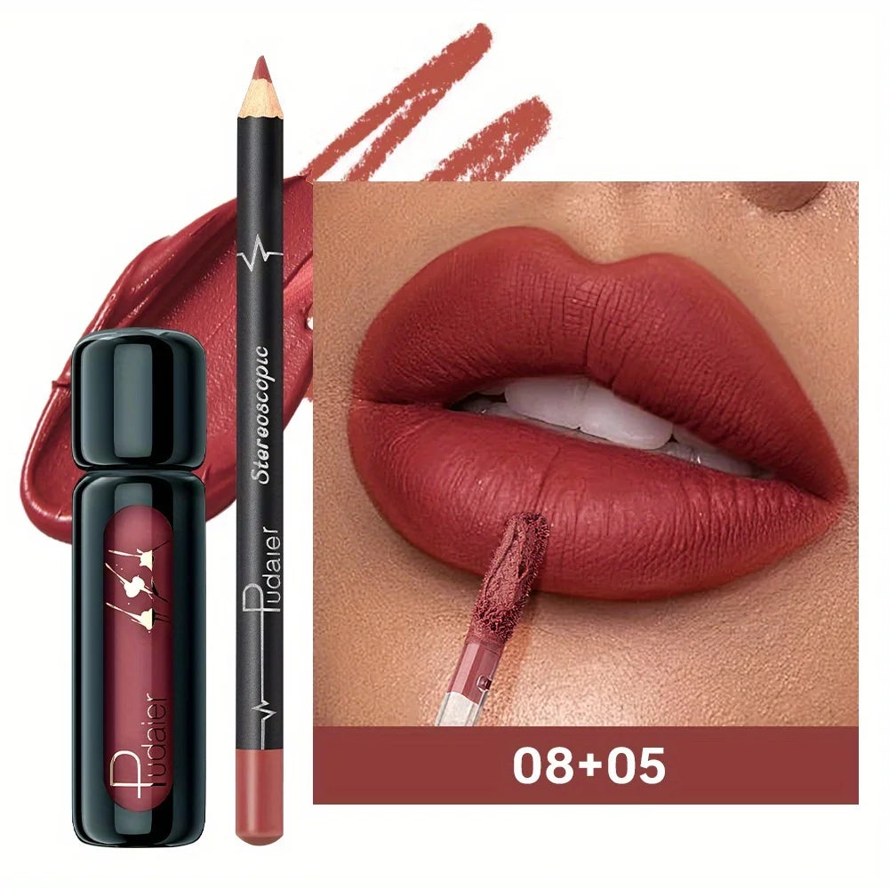 Lip liner and lipstick set for defined lips with lip liner