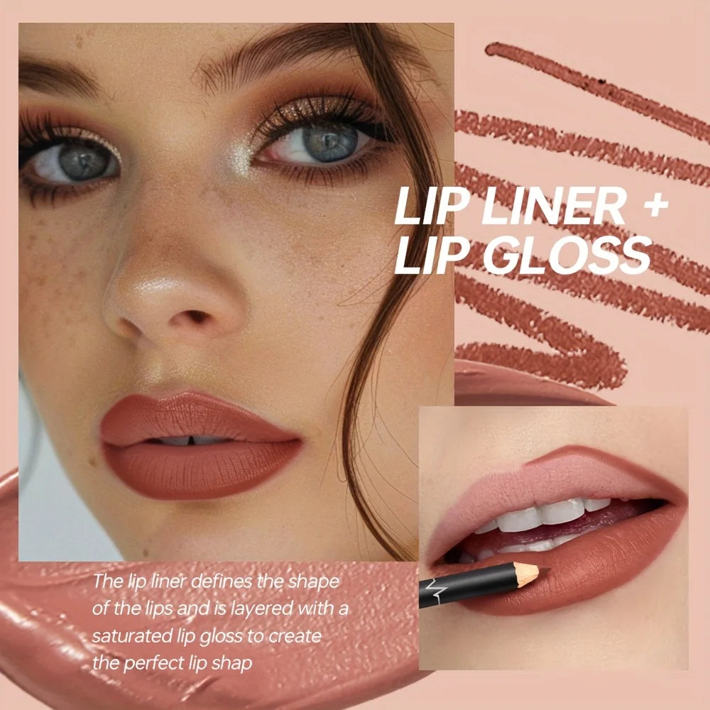Women's lips with lip liner and glossy finish for a perfect shape