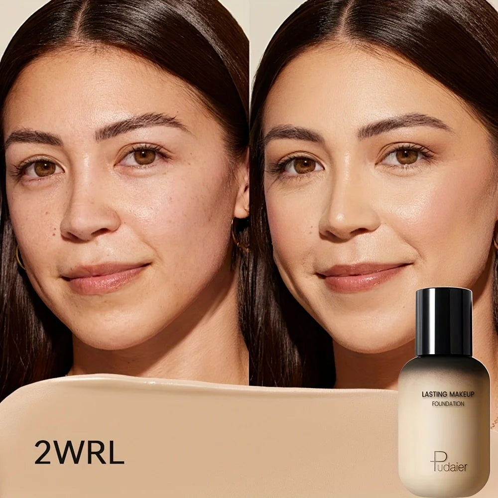 Pudaier foundation for full coverage, beige shade, ideal for flawless makeup application