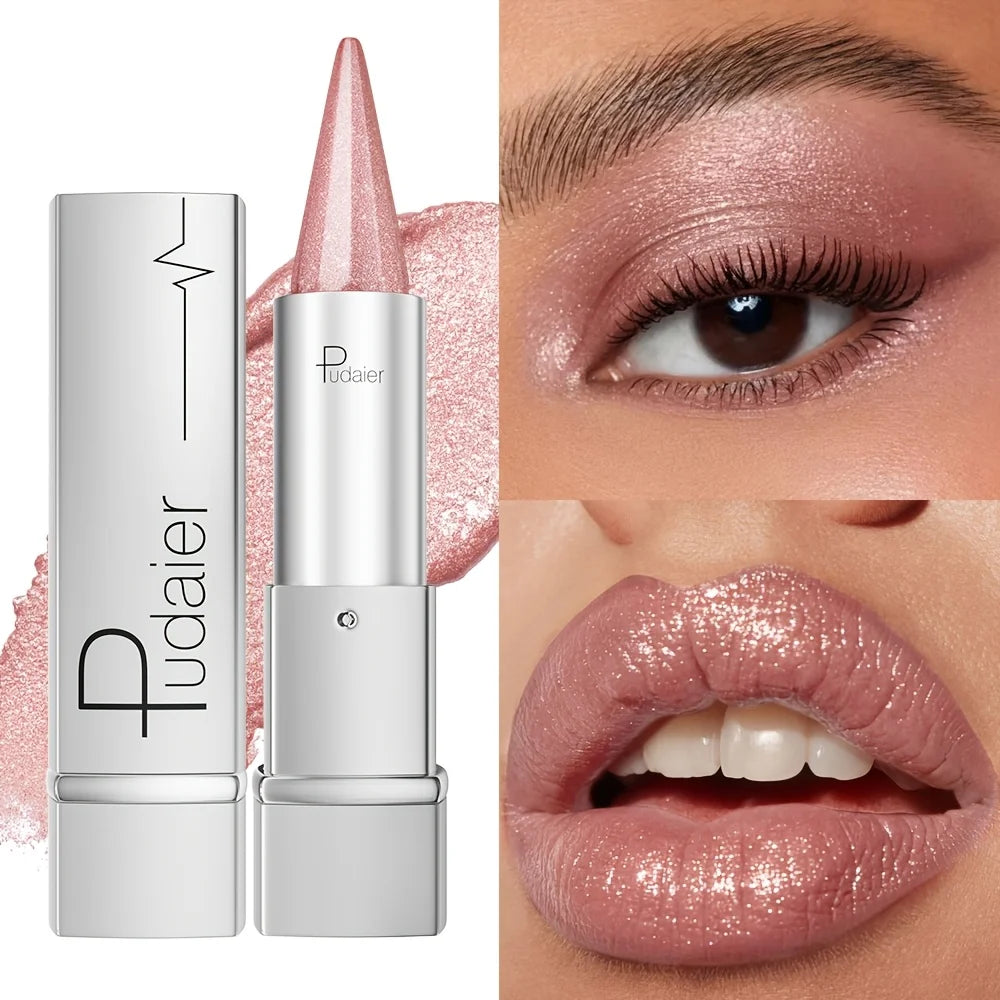 Pudair glitter lipstick gloss in pink, perfect for shimmering lips
