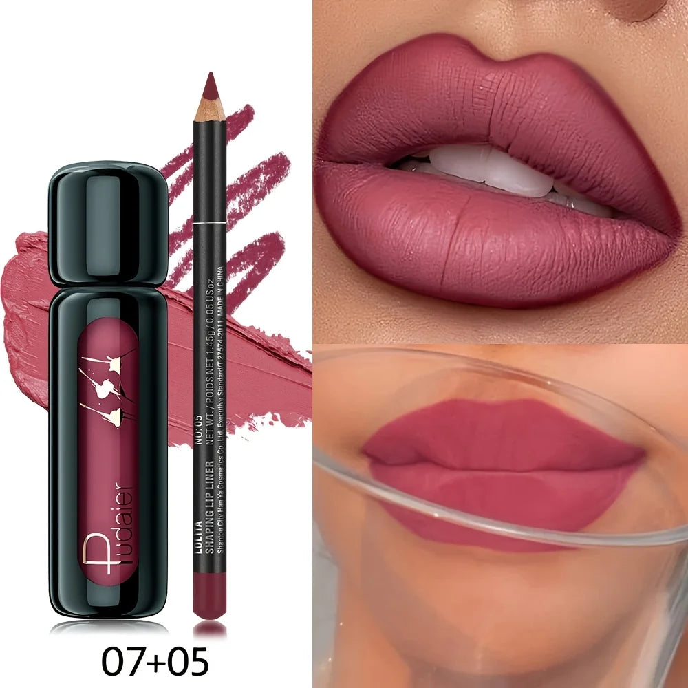 VacationGrabs lip gloss in deep mauve with matching lip liner for bold looks