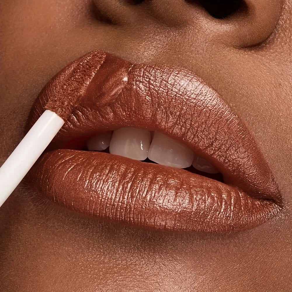VacationGrabs lip gloss glitter lips in shimmering bronze for a dazzling look