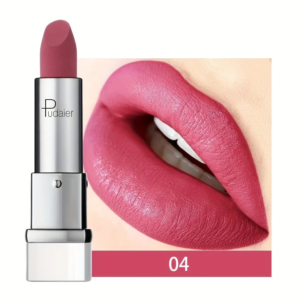 Pudaier Lip Tint on lips in shade 04, soft pink matte finish for a fresh look