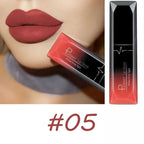 Pudaier lip gloss in color #05 applied on lips for a bold look