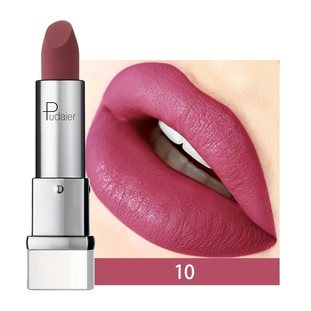 Pudaier lipstick in shade 10, applied as lip tint on lips.